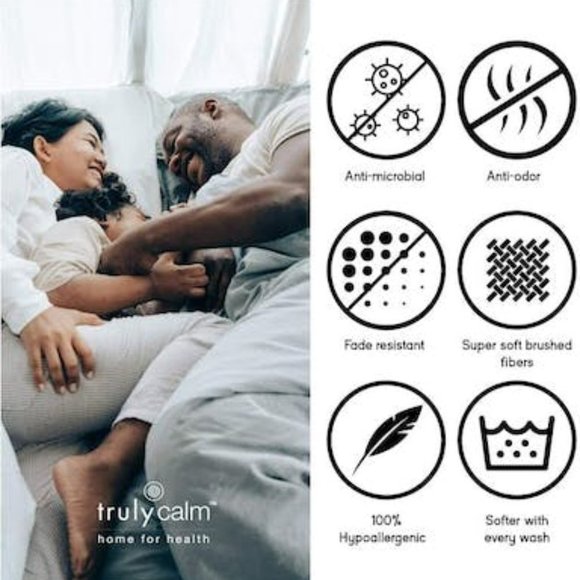 TRULY Calm Antimicrobial 3 Piece Duvet Set, Full/Queen Bedding - Picture 6 of 10